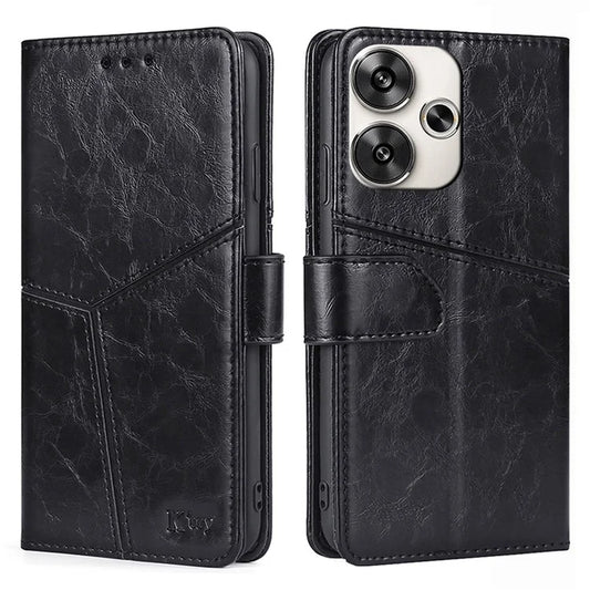 For Xiaomi Redmi Turbo 3 5G / Poco F6 5G Case Wallet Stand Leather Geometric Splicing Phone Cover