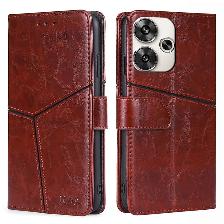 For Xiaomi Redmi Turbo 3 5G / Poco F6 5G Case Wallet Stand Leather Geometric Splicing Phone Cover