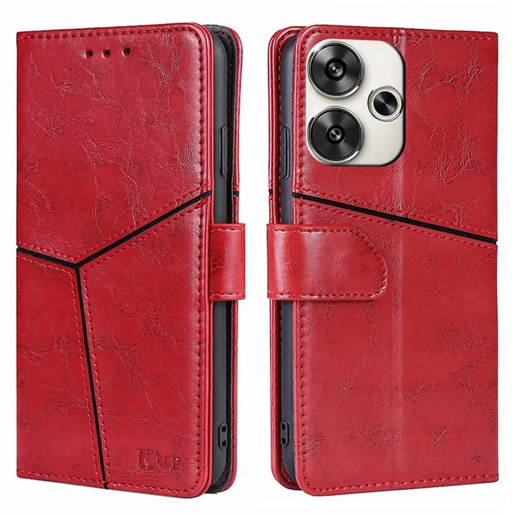 For Xiaomi Redmi Turbo 3 5G / Poco F6 5G Case Wallet Stand Leather Geometric Splicing Phone Cover