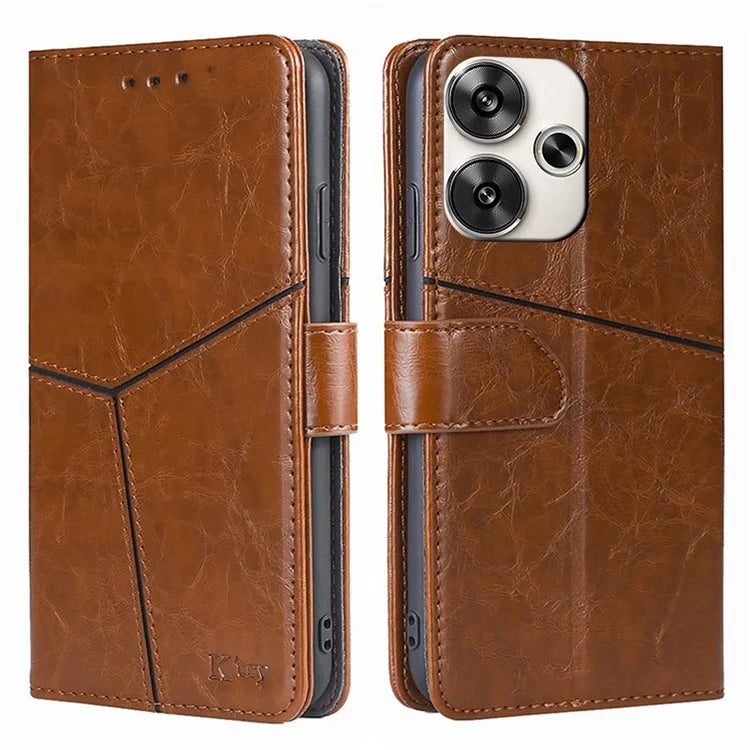 For Xiaomi Redmi Turbo 3 5G / Poco F6 5G Case Wallet Stand Leather Geometric Splicing Phone Cover