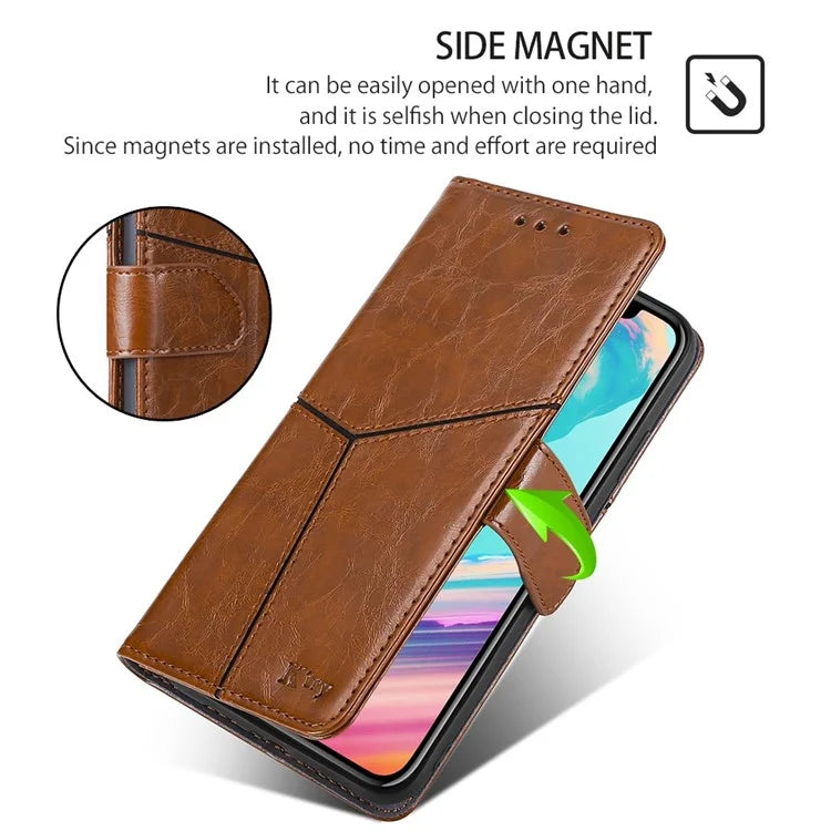 For Xiaomi Redmi Turbo 3 5G / Poco F6 5G Case Wallet Stand Leather Geometric Splicing Phone Cover