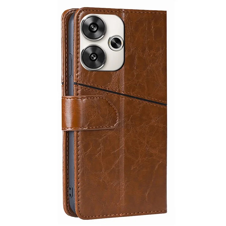 For Xiaomi Redmi Turbo 3 5G / Poco F6 5G Case Wallet Stand Leather Geometric Splicing Phone Cover
