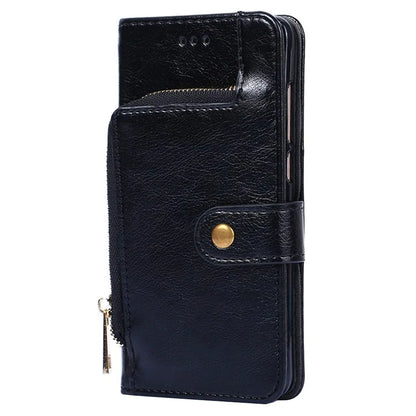 For Xiaomi Redmi Turbo 3 5G / Poco F6 5G Case PU Leather Card Holder Zipper Pocket Phone Cover with Wrist Strap