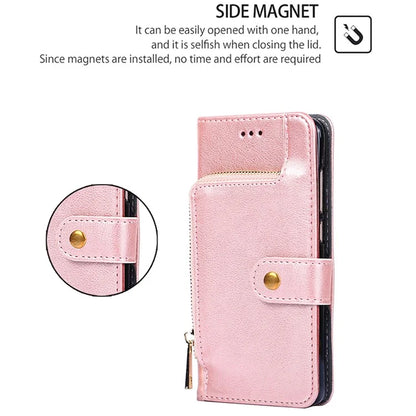 For Xiaomi Redmi Turbo 3 5G / Poco F6 5G Case PU Leather Card Holder Zipper Pocket Phone Cover with Wrist Strap