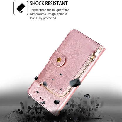 For Xiaomi Redmi Turbo 3 5G / Poco F6 5G Case PU Leather Card Holder Zipper Pocket Phone Cover with Wrist Strap