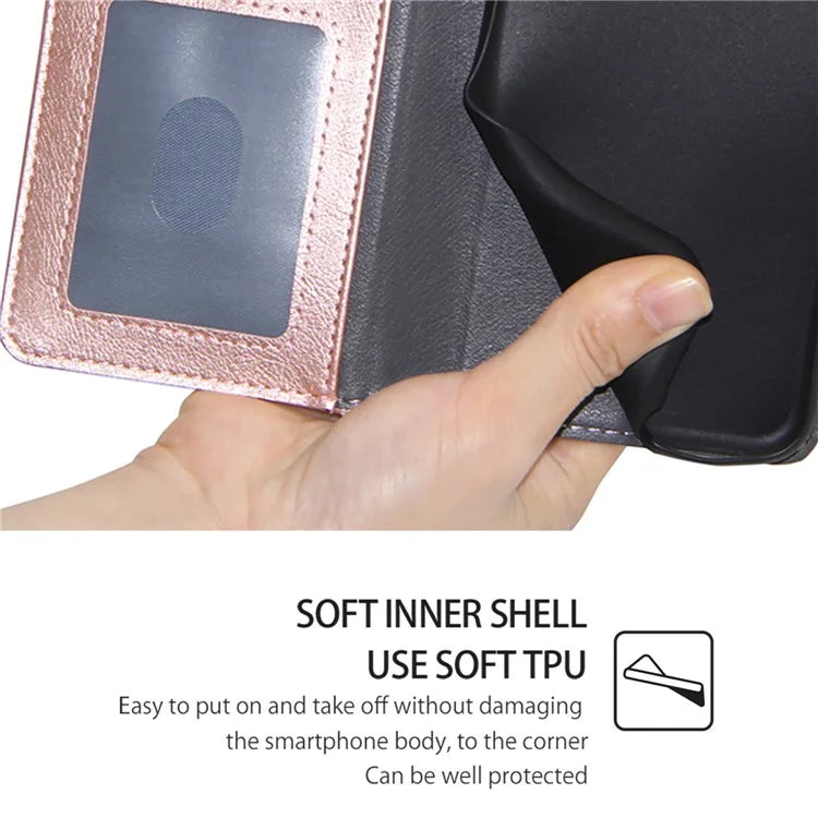 For Xiaomi Redmi Turbo 3 5G / Poco F6 5G Case PU Leather Card Holder Zipper Pocket Phone Cover with Wrist Strap