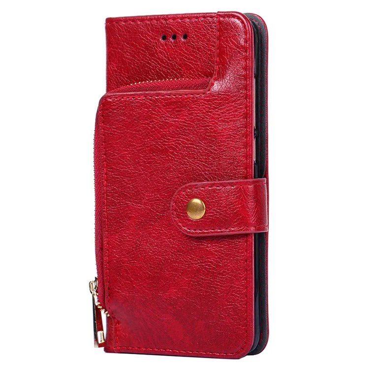 For Xiaomi Redmi Turbo 3 5G / Poco F6 5G Case PU Leather Card Holder Zipper Pocket Phone Cover with Wrist Strap