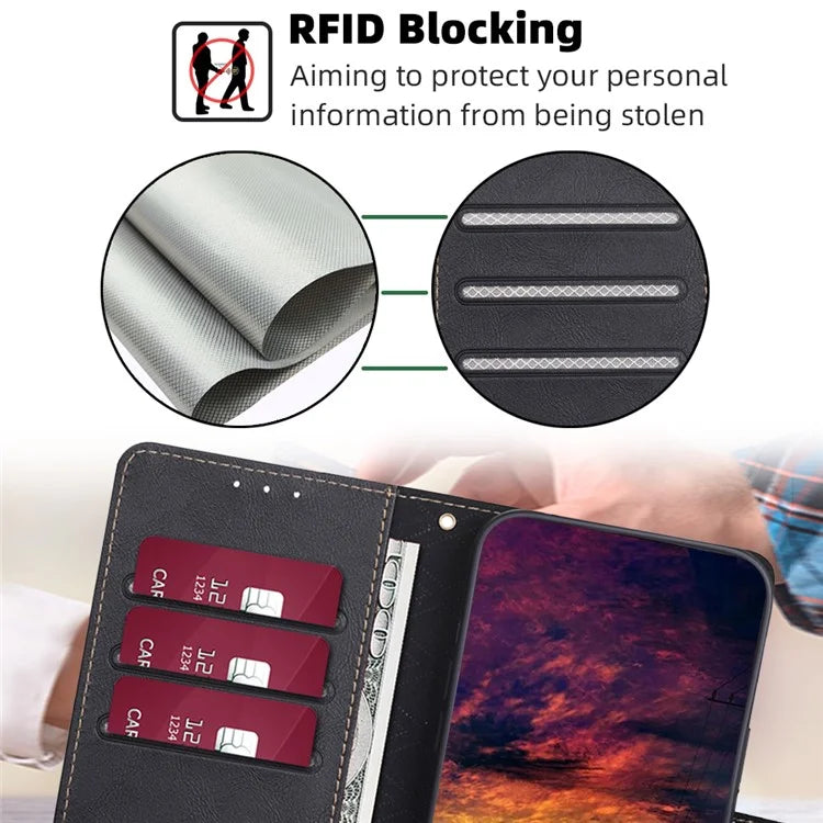 For Xiaomi Redmi Turbo 3 5G / Poco F6 5G Case RFID Blocking Leather Flip Phone Cover Magnetic Clasp