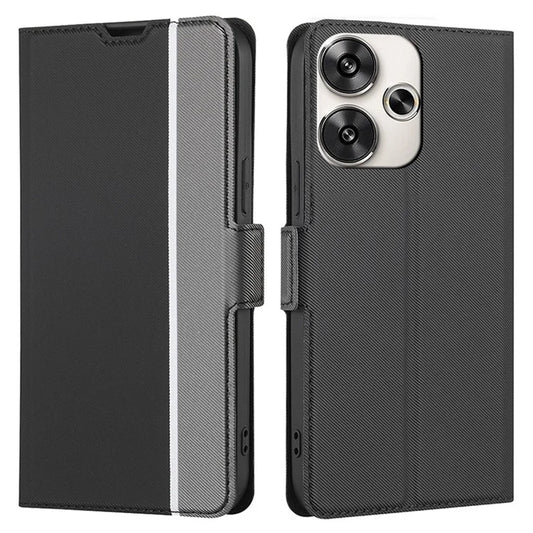 For Xiaomi Redmi Turbo 3 5G / Poco F6 5G Case Card Holder Twill Texture Leather Flip Phone Cover