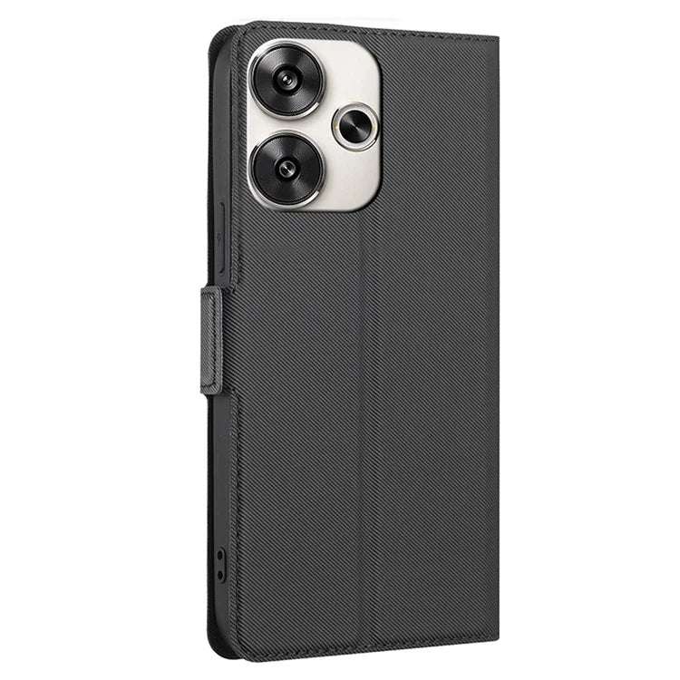 For Xiaomi Redmi Turbo 3 5G / Poco F6 5G Case Card Holder Twill Texture Leather Flip Phone Cover