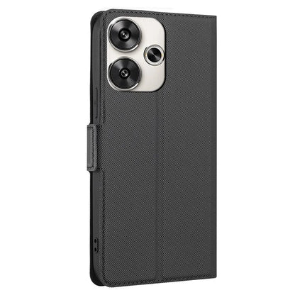 For Xiaomi Redmi Turbo 3 5G / Poco F6 5G Case Card Holder Twill Texture Leather Flip Phone Cover