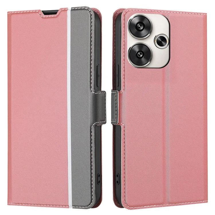 For Xiaomi Redmi Turbo 3 5G / Poco F6 5G Case Card Holder Twill Texture Leather Flip Phone Cover