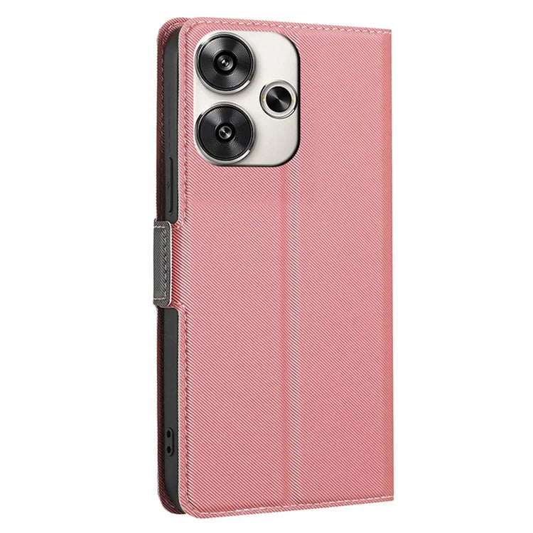 For Xiaomi Redmi Turbo 3 5G / Poco F6 5G Case Card Holder Twill Texture Leather Flip Phone Cover
