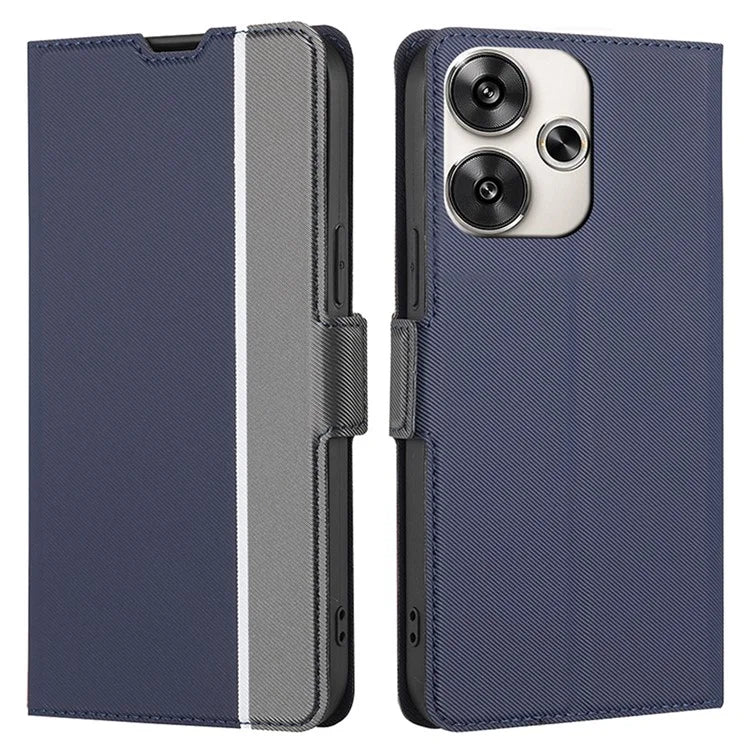 For Xiaomi Redmi Turbo 3 5G / Poco F6 5G Case Card Holder Twill Texture Leather Flip Phone Cover