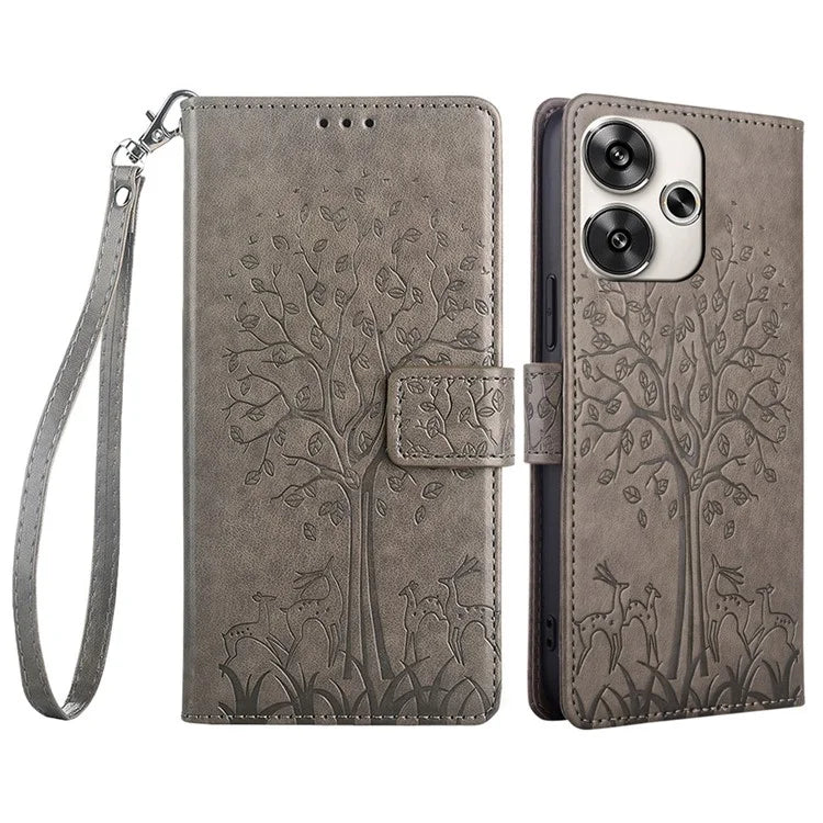 For Xiaomi Redmi Turbo 3 5G / Poco F6 5G Case PU Leather Deer Imprinted Wallet Phone Cover