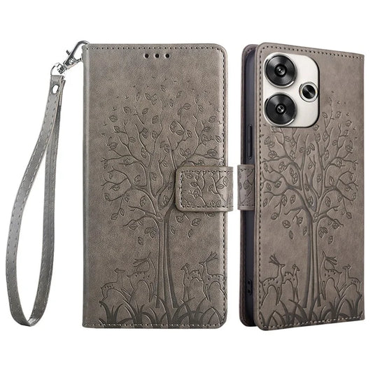 For Xiaomi Redmi Turbo 3 5G / Poco F6 5G Case PU Leather Deer Imprinted Wallet Phone Cover