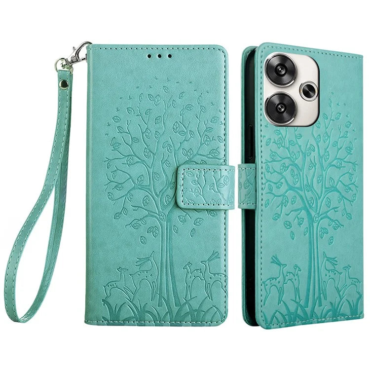 For Xiaomi Redmi Turbo 3 5G / Poco F6 5G Case PU Leather Deer Imprinted Wallet Phone Cover