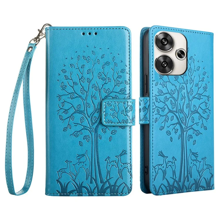 For Xiaomi Redmi Turbo 3 5G / Poco F6 5G Case PU Leather Deer Imprinted Wallet Phone Cover