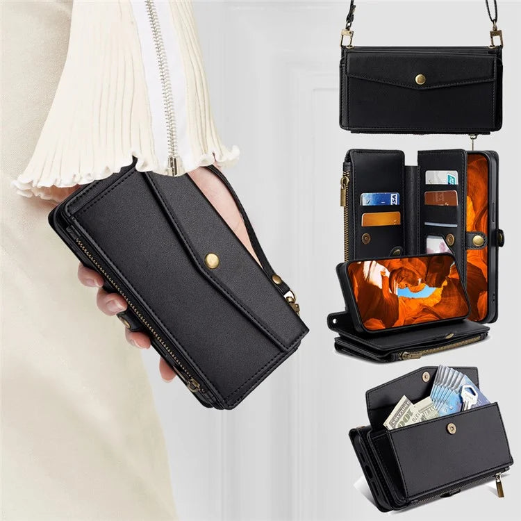 For Xiaomi Redmi Turbo 3 5G / Poco F6 5G Phone Case Large Capacity Wallet Leather Stand Protective Cover with 2 Straps
