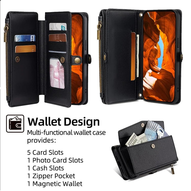 For Xiaomi Redmi Turbo 3 5G / Poco F6 5G Phone Case Large Capacity Wallet Leather Stand Protective Cover with 2 Straps