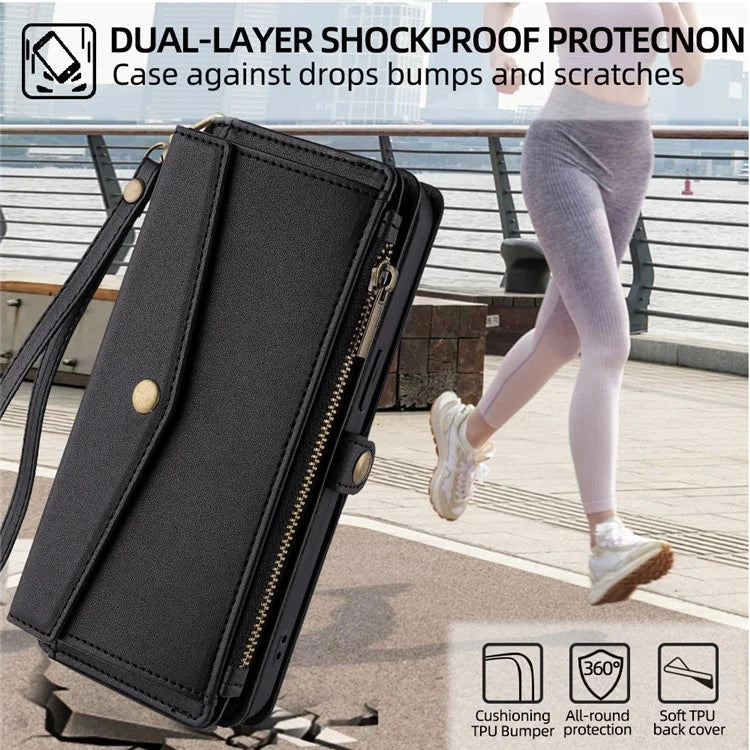 For Xiaomi Redmi Turbo 3 5G / Poco F6 5G Phone Case Large Capacity Wallet Leather Stand Protective Cover with 2 Straps