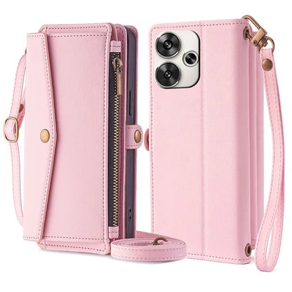 For Xiaomi Redmi Turbo 3 5G / Poco F6 5G Phone Case Large Capacity Wallet Leather Stand Protective Cover with 2 Straps