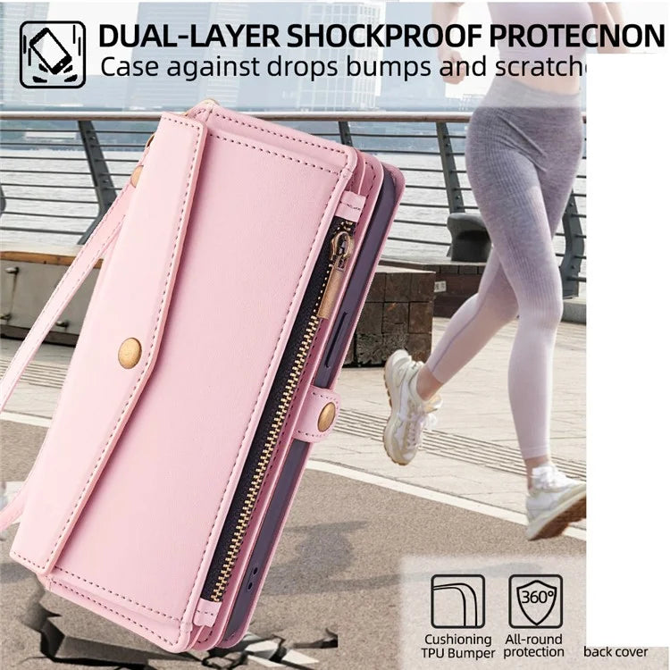 For Xiaomi Redmi Turbo 3 5G / Poco F6 5G Phone Case Large Capacity Wallet Leather Stand Protective Cover with 2 Straps