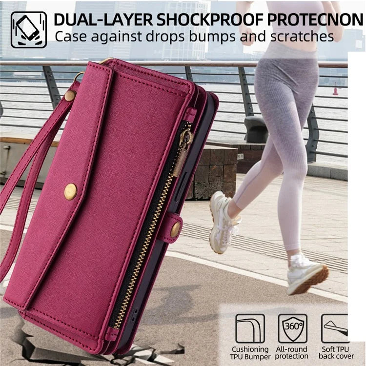 For Xiaomi Redmi Turbo 3 5G / Poco F6 5G Phone Case Large Capacity Wallet Leather Stand Protective Cover with 2 Straps