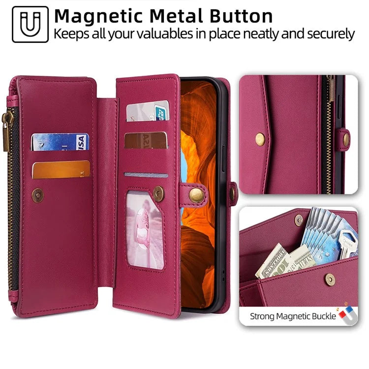 For Xiaomi Redmi Turbo 3 5G / Poco F6 5G Phone Case Large Capacity Wallet Leather Stand Protective Cover with 2 Straps