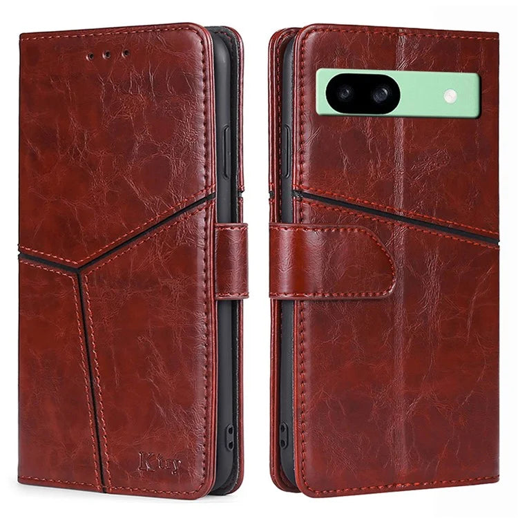 For Google Pixel 8a Geometric Splicing Case Leather Wallet Stand Phone Cover