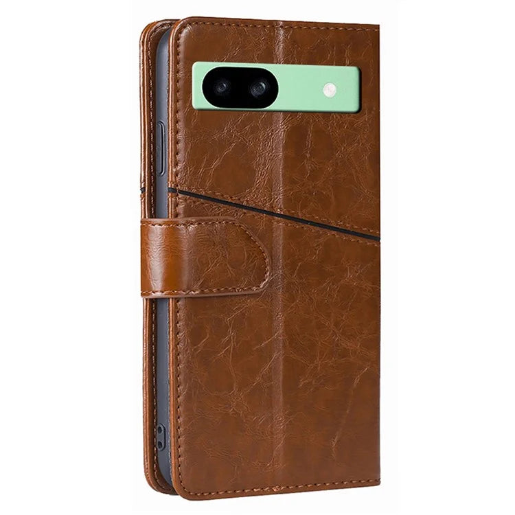 For Google Pixel 8a Geometric Splicing Case Leather Wallet Stand Phone Cover