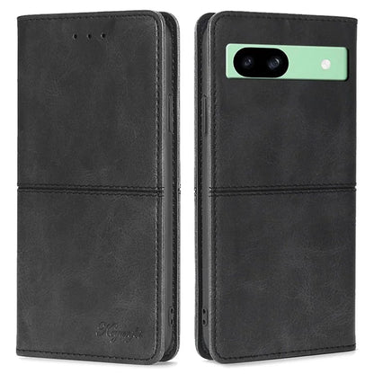 For Google Pixel 8a Case Cowhide Texture PU Leather Phone Cover with Card Slots