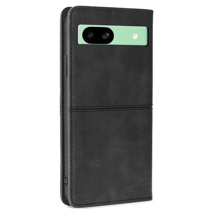 For Google Pixel 8a Case Cowhide Texture PU Leather Phone Cover with Card Slots
