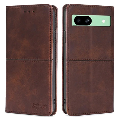 For Google Pixel 8a Case Cowhide Texture PU Leather Phone Cover with Card Slots