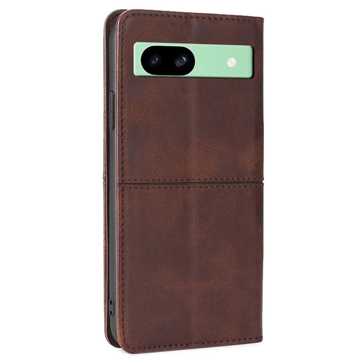 For Google Pixel 8a Case Cowhide Texture PU Leather Phone Cover with Card Slots