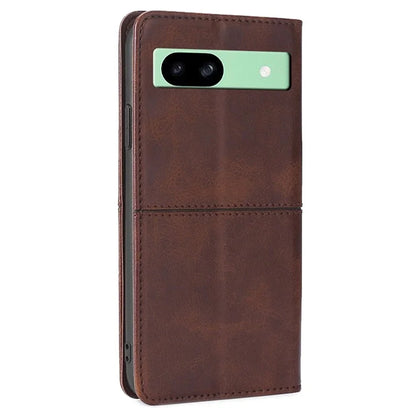 For Google Pixel 8a Case Cowhide Texture PU Leather Phone Cover with Card Slots