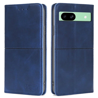 For Google Pixel 8a Case Cowhide Texture PU Leather Phone Cover with Card Slots