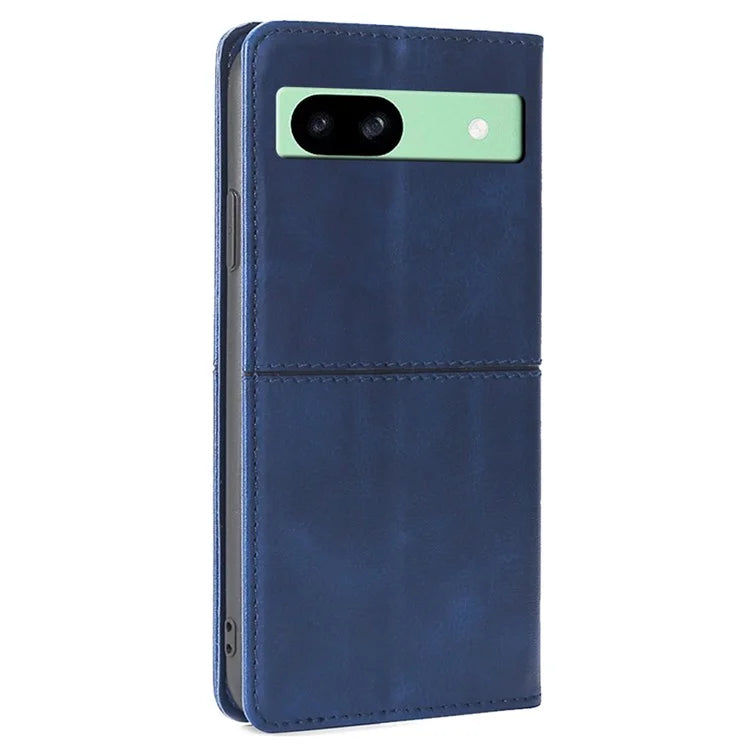 For Google Pixel 8a Case Cowhide Texture PU Leather Phone Cover with Card Slots