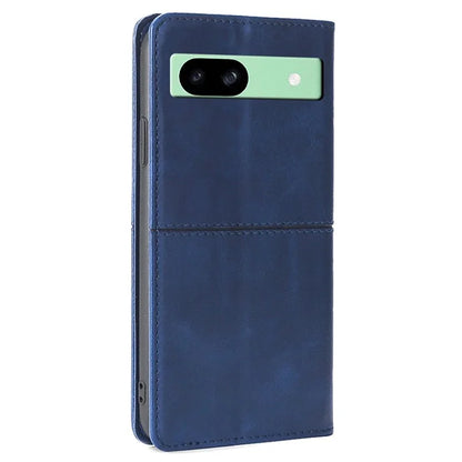 For Google Pixel 8a Case Cowhide Texture PU Leather Phone Cover with Card Slots