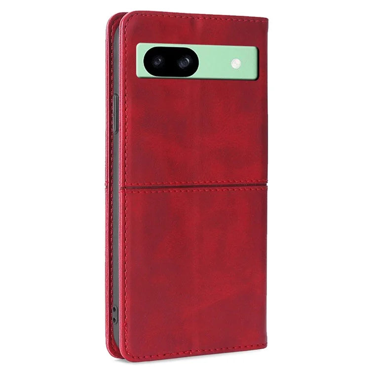 For Google Pixel 8a Case Cowhide Texture PU Leather Phone Cover with Card Slots