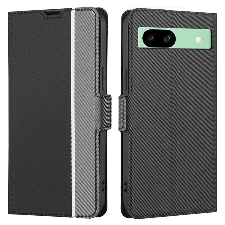 For Google Pixel 8a Fall Proof Case Card Holder Twill Texture Leather Cell Phone Cover