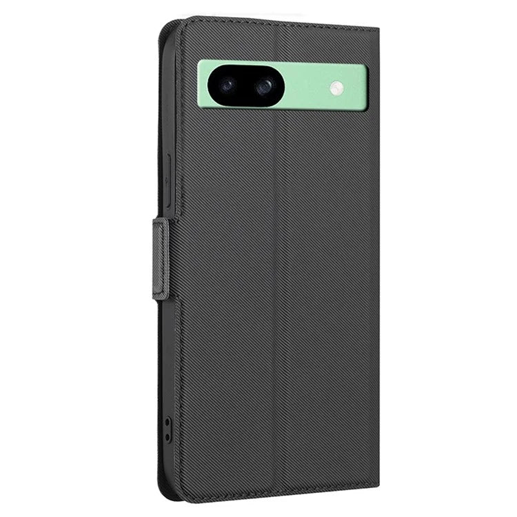 For Google Pixel 8a Fall Proof Case Card Holder Twill Texture Leather Cell Phone Cover