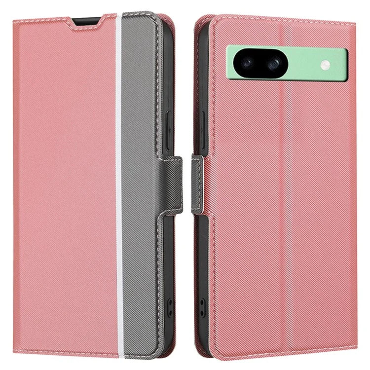 For Google Pixel 8a Fall Proof Case Card Holder Twill Texture Leather Cell Phone Cover