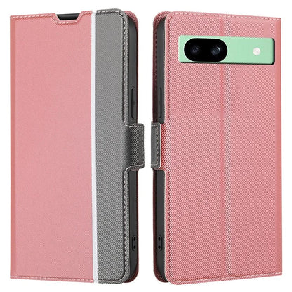 For Google Pixel 8a Fall Proof Case Card Holder Twill Texture Leather Cell Phone Cover