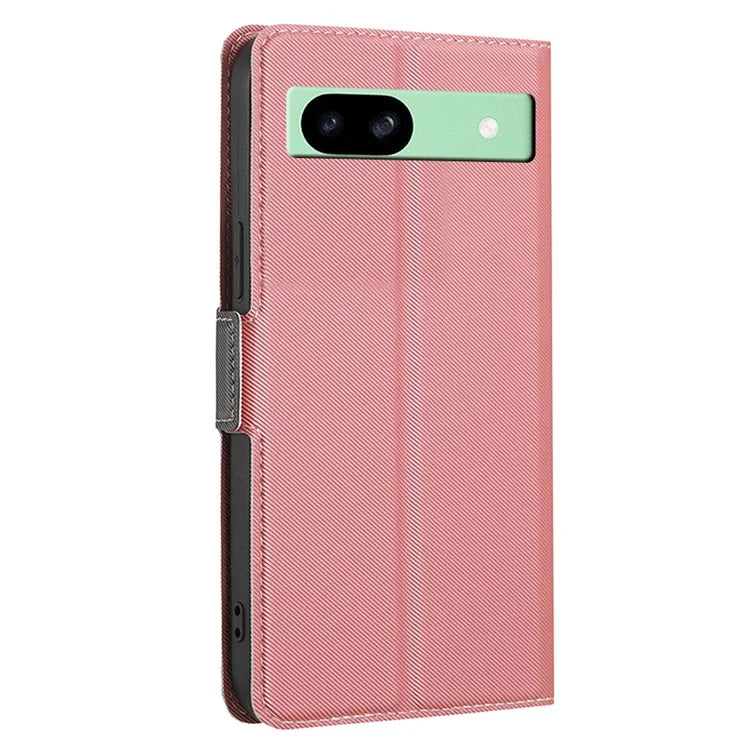 For Google Pixel 8a Fall Proof Case Card Holder Twill Texture Leather Cell Phone Cover