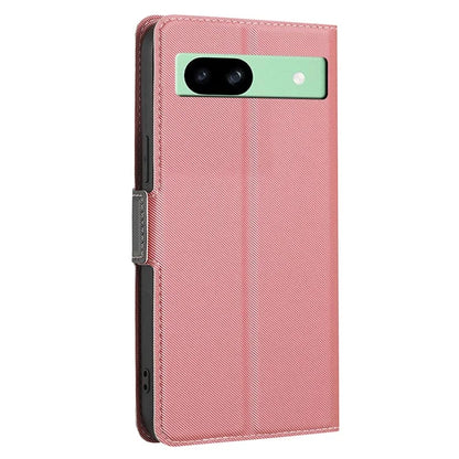 For Google Pixel 8a Fall Proof Case Card Holder Twill Texture Leather Cell Phone Cover