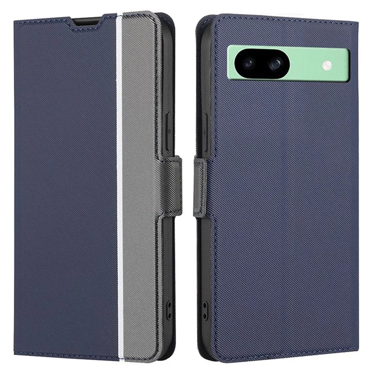For Google Pixel 8a Fall Proof Case Card Holder Twill Texture Leather Cell Phone Cover