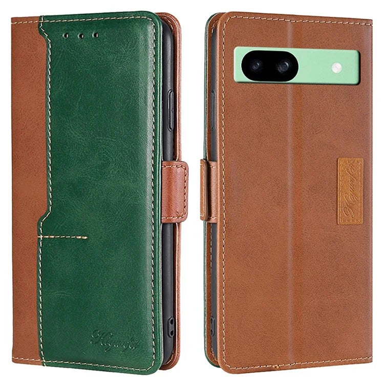 For Google Pixel 8a Cover Color Splicing Double Side Clasp Leather Wallet Phone Case