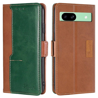 For Google Pixel 8a Cover Color Splicing Double Side Clasp Leather Wallet Phone Case