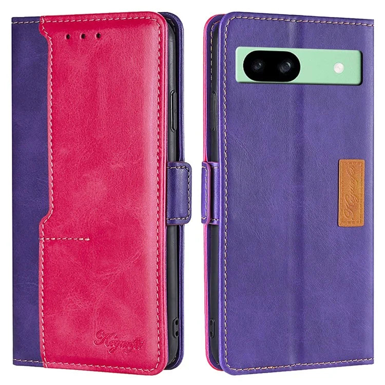 For Google Pixel 8a Cover Color Splicing Double Side Clasp Leather Wallet Phone Case